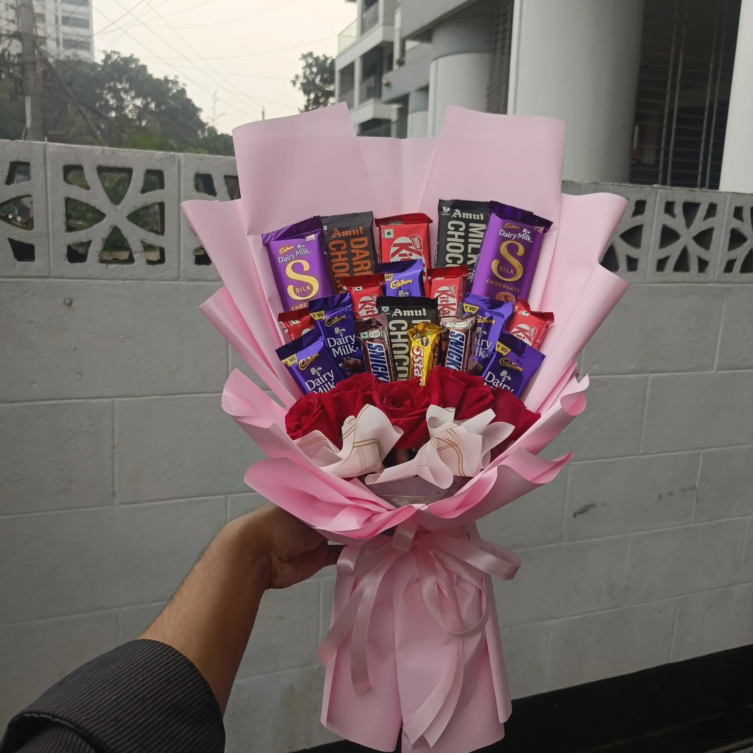Mixed Chocolate Bouquet with Roses
