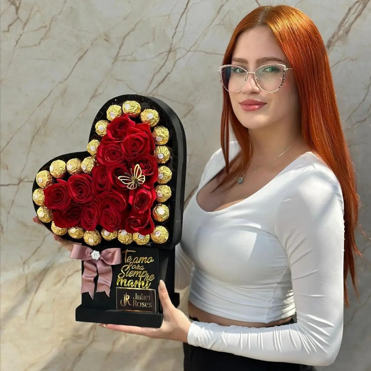 Heart Gift Hamper with Flowers & Chocolate