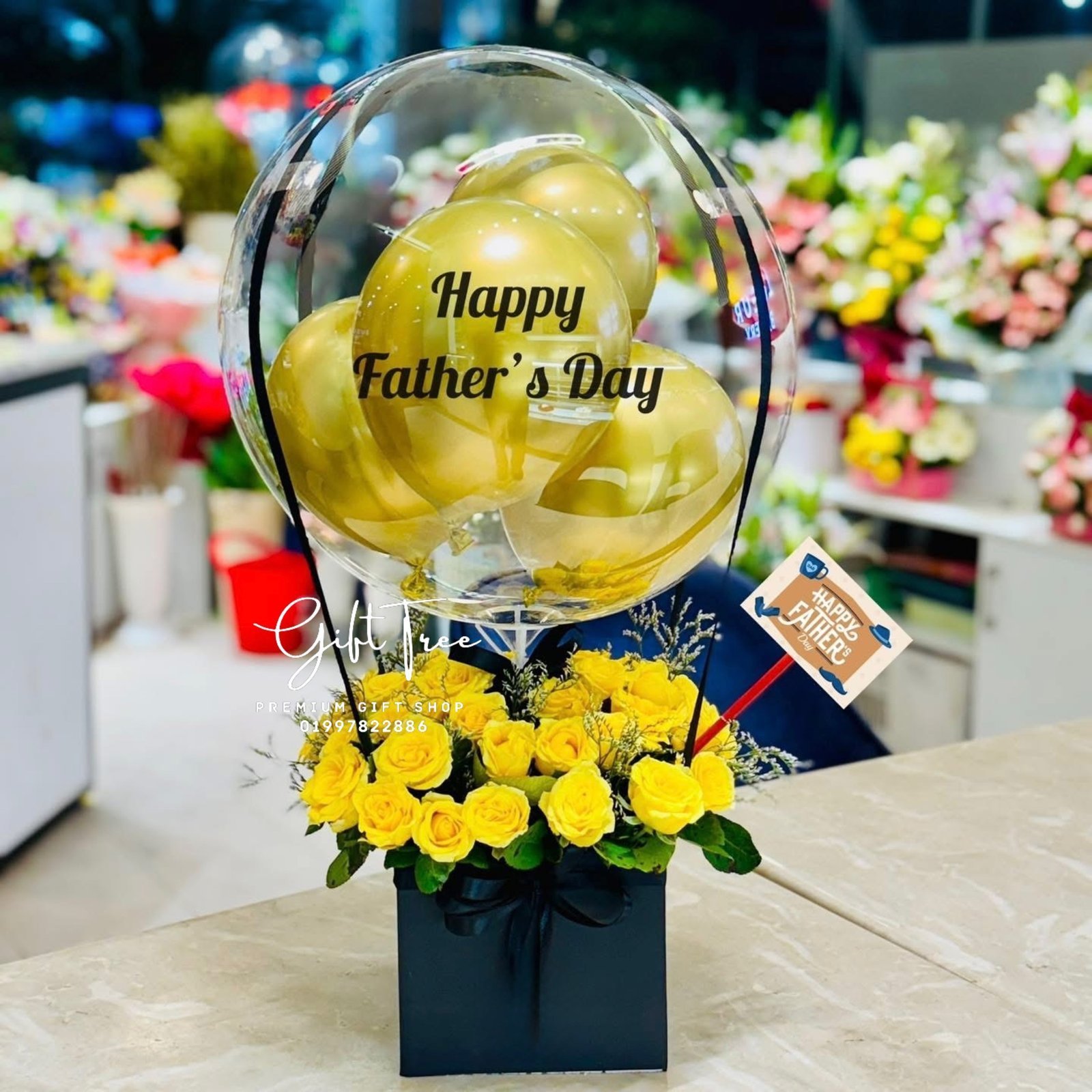 Natural Rose with Balloon